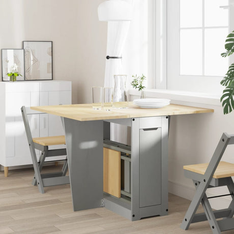 Vidaxl eettafel corona inklapbaar massief grenenhout grijs