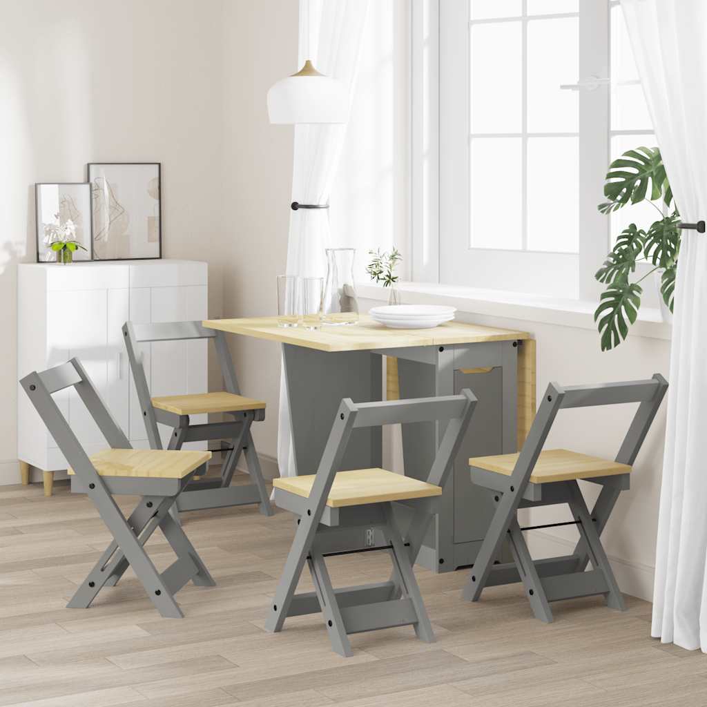 Vidaxl klapstoelen 4 stuks corona grijs massief grenenhout