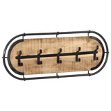 VidaXL Wandgarderobe mit 5 Haken aus massivem rohem Mangoholz