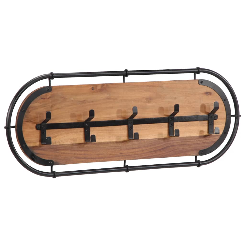 Vidaxx Wandgarderobe mit 5 Haken aus massivem Akazienholz