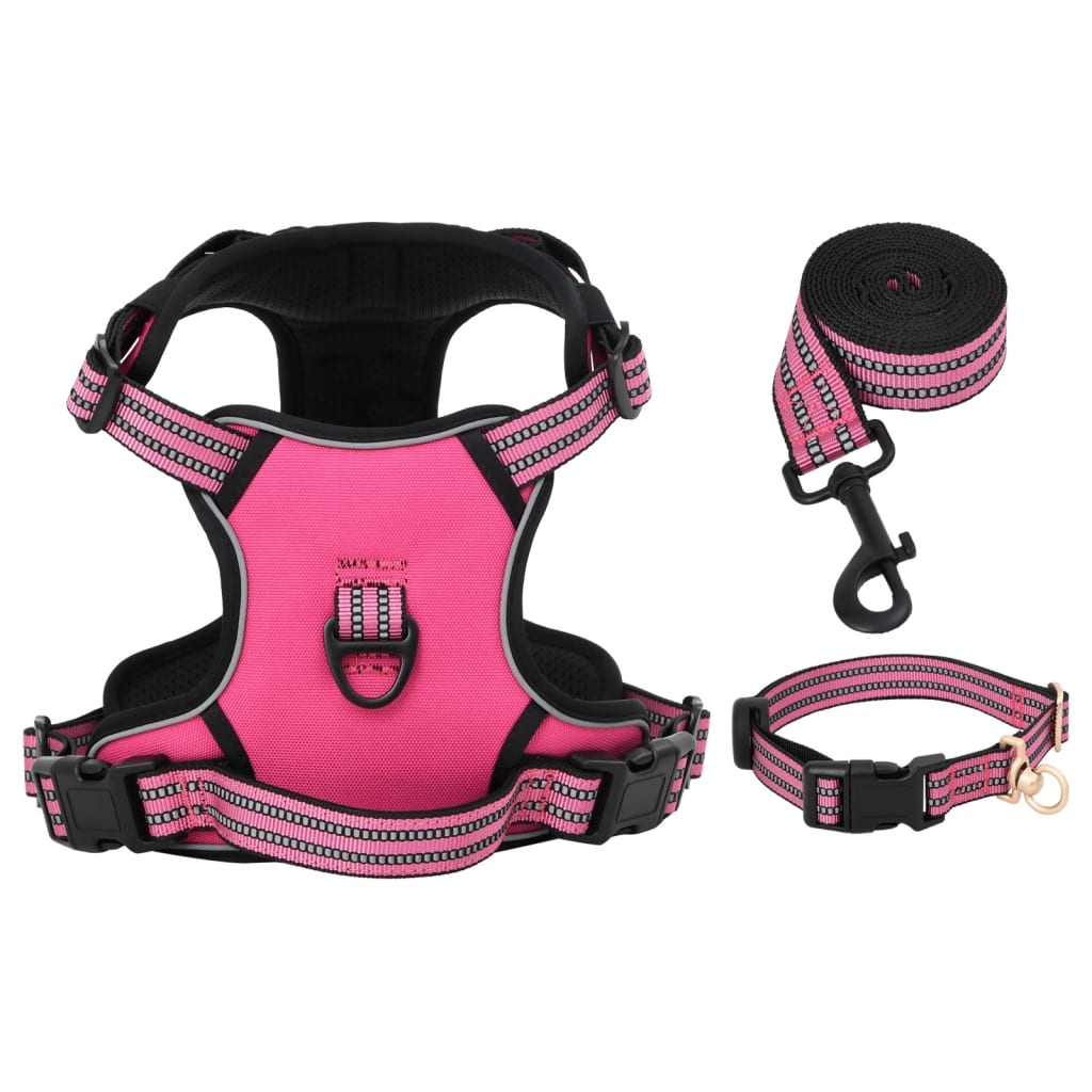 VidaXL Hundegeschirr mit Leine und Halsband verstellbar S Pink