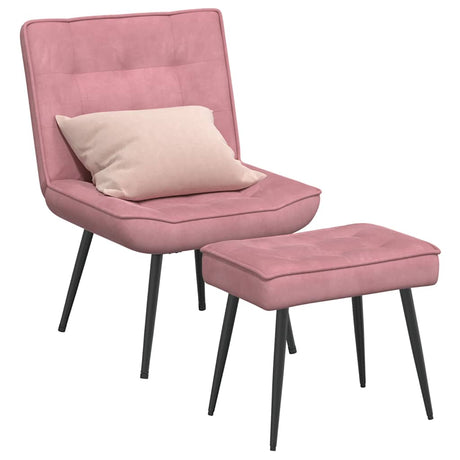 Vidaxl relaxstoel met voetenbank fluweel roze