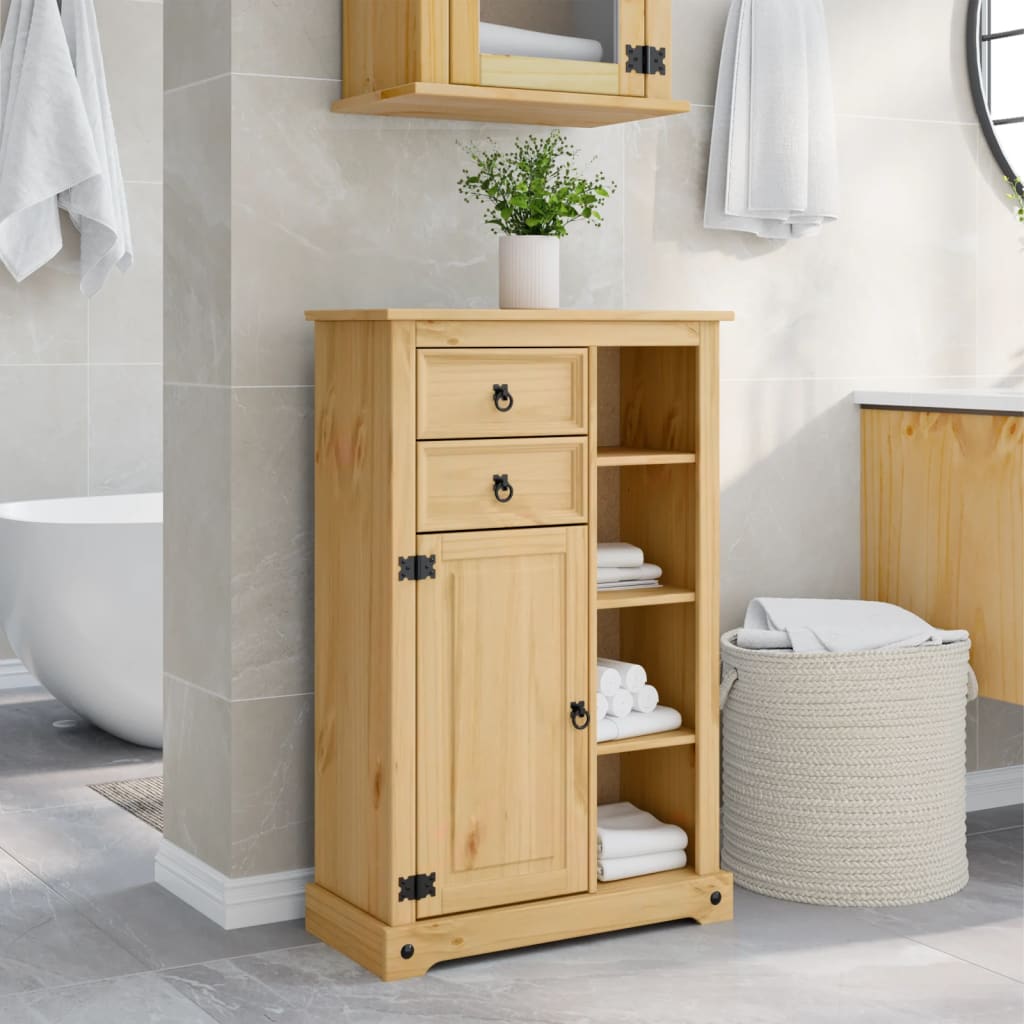 Vidaxl badkamerkast corona 70x33x110 cm massief grenenhout