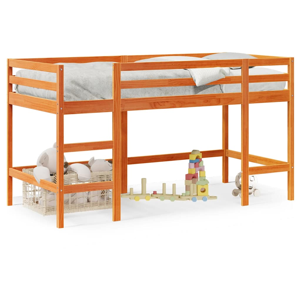 Vidaxl kinderhoogslaper met ladder 80x200 cm massief grenenhout bruin