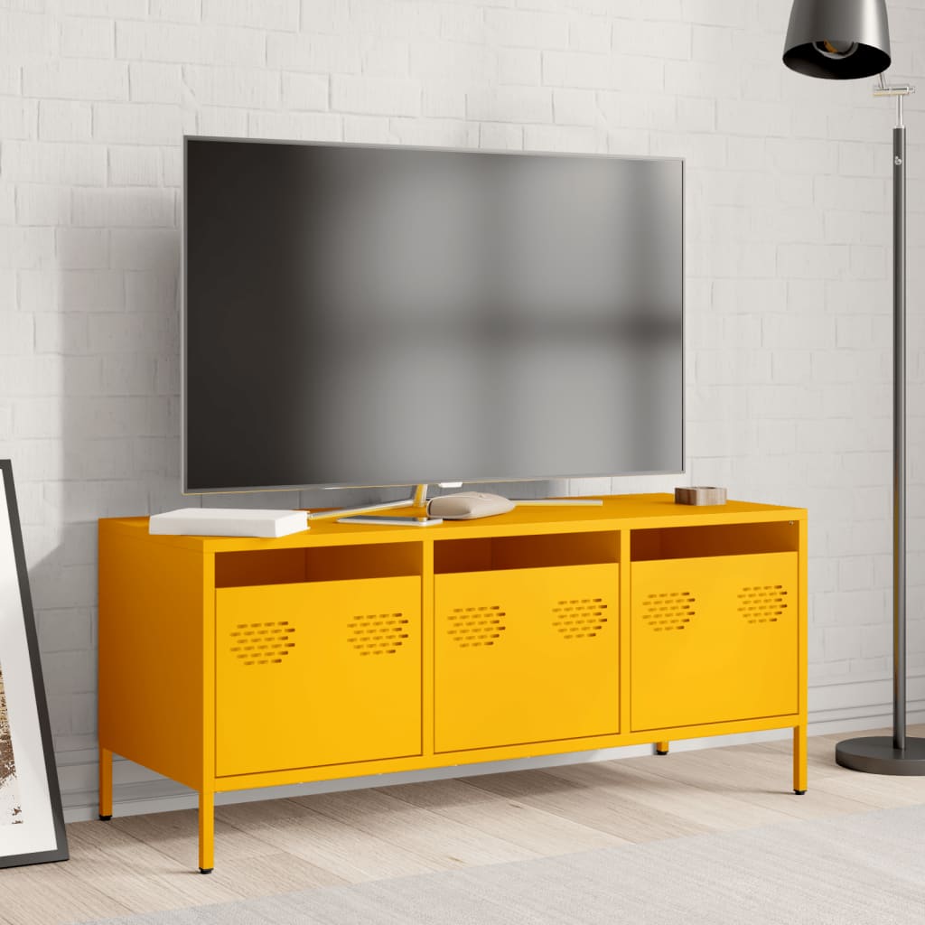 Vidaxl tv-meubel 101,5x39x43,5 cm koudgewalst staal mosterdgeel