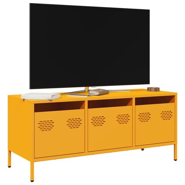 Vidaxl tv-meubel 101,5x39x43,5 cm koudgewalst staal mosterdgeel