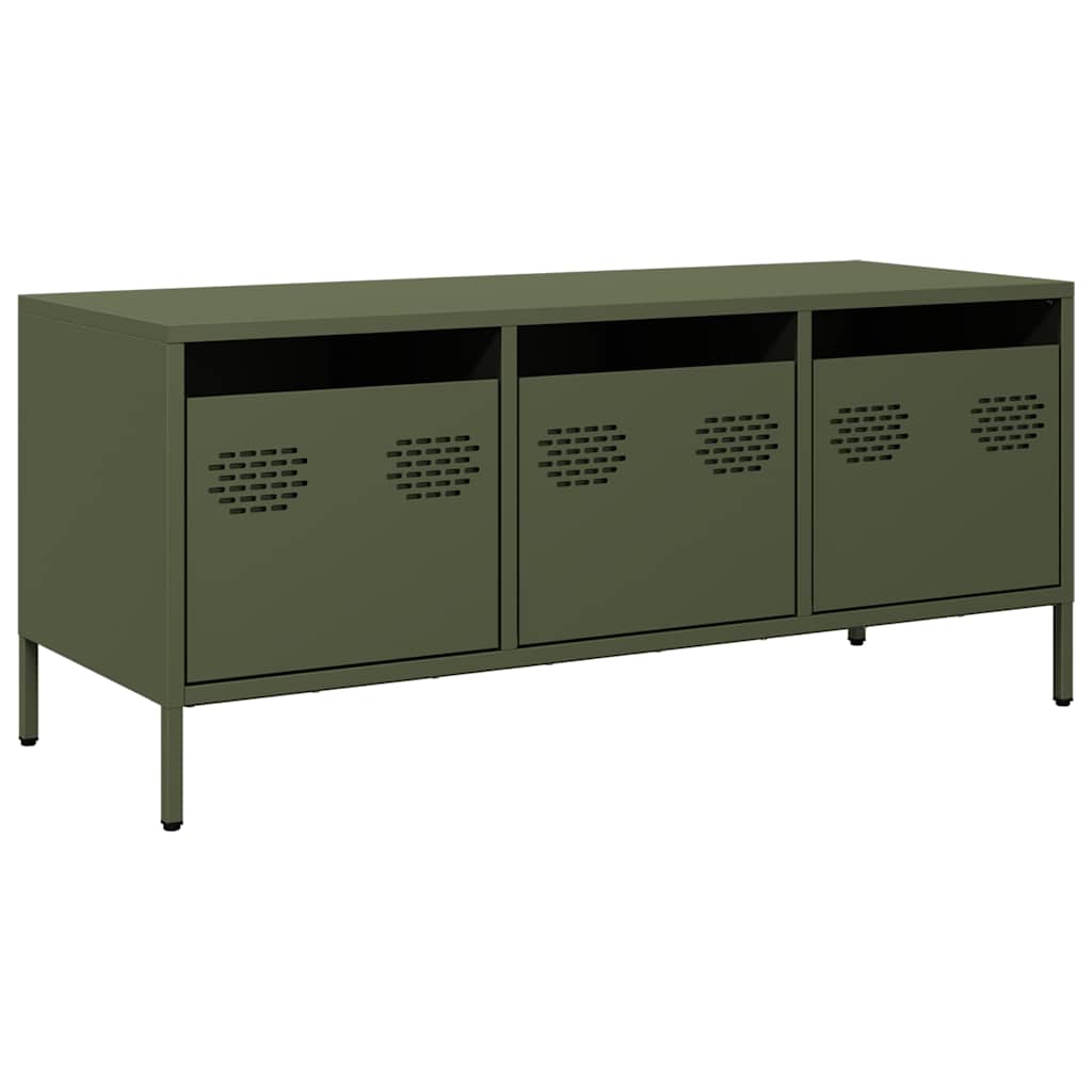 Vidaxl tv-meubel 101,5x39x43,5 cm koudgewalst staal olijfgroen
