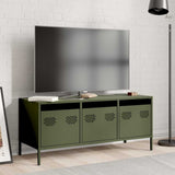 Vidaxl tv-meubel 101,5x39x43,5 cm koudgewalst staal olijfgroen
