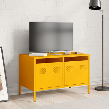 Vidaxl tv-meubel 68x39x43,5 cm koudgewalst staal mosterdgeel