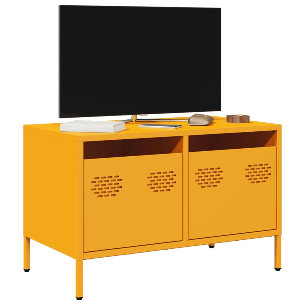 Vidaxl tv-meubel 68x39x43,5 cm koudgewalst staal mosterdgeel