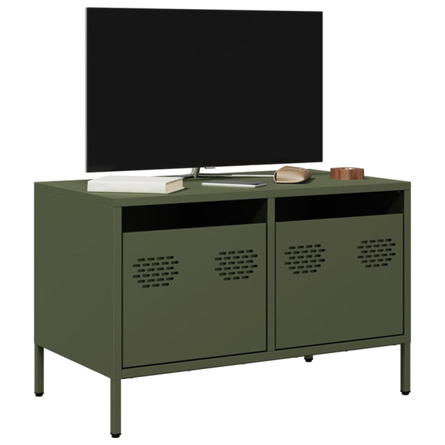 Vidaxl tv-meubel 68x39x43,5 cm koudgewalst staal olijfgroen