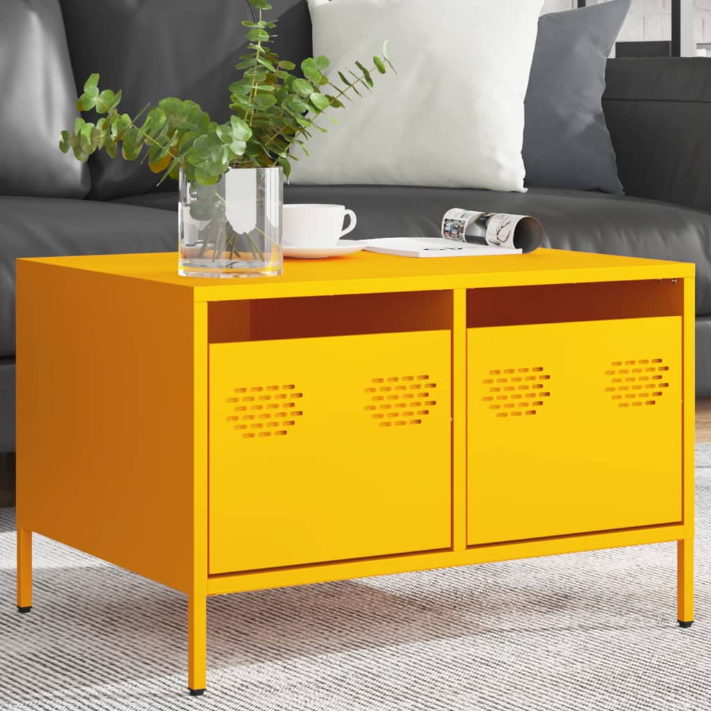Vidaxl tv-meubel 68x50x43,5 cm koudgewalst staal mosterdgeel
