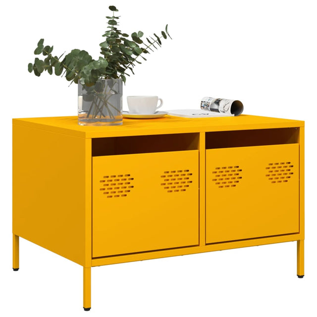 Vidaxl tv-meubel 68x50x43,5 cm koudgewalst staal mosterdgeel
