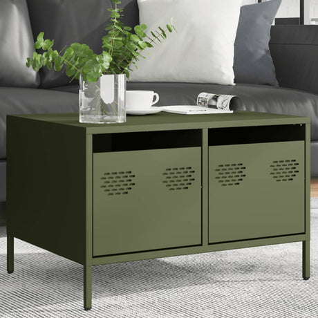 Vidaxl tv-meubel 68x50x43,5 cm koudgewalst staal olijfgroen