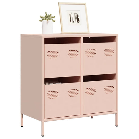 Vidaxl dressoir 68x39x73,5 cm koudgewalst staal roze