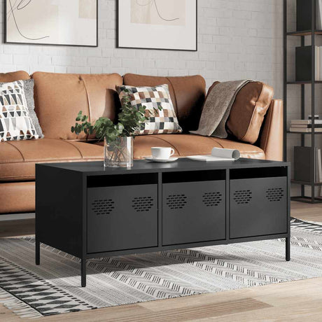 Vidaxl salontafel 101,5x50x43,5 cm koudgewalst staal zwart
