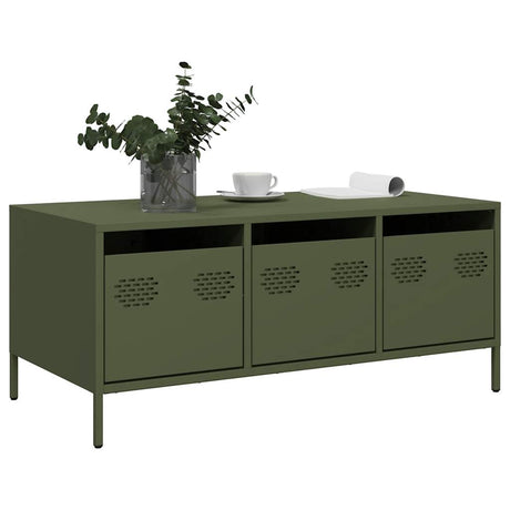 Vidaxl salontafel 101,5x50x43,5 cm koudgewalst staal olijfgroen