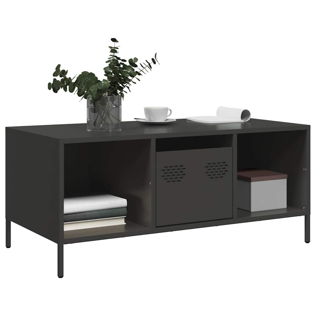 Vidaxl salontafel 101,5x50x43,5 cm koudgewalst staal zwart