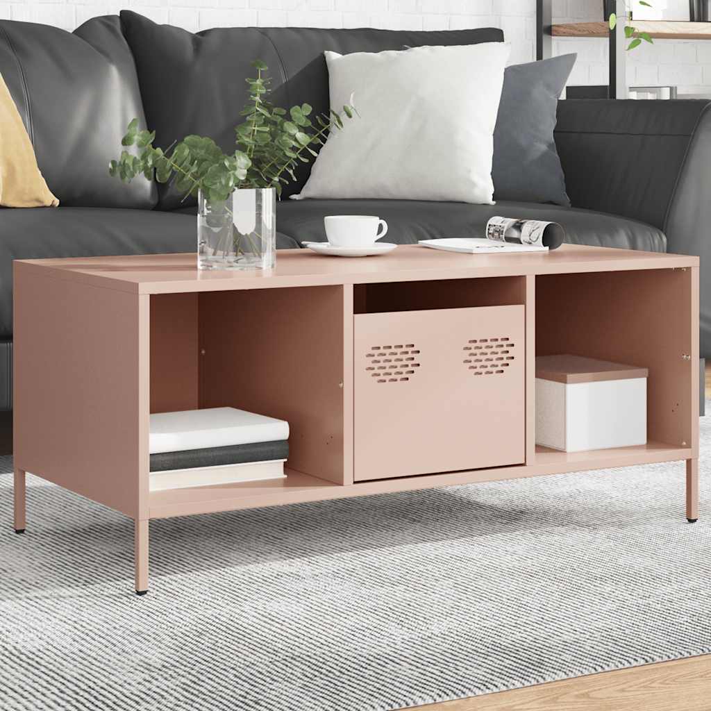 Vidaxl salontafel 101,5x50x43,5 cm koudgewalst staal roze