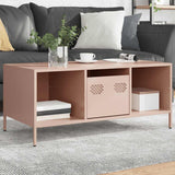 Vidaxl salontafel 101,5x50x43,5 cm koudgewalst staal roze