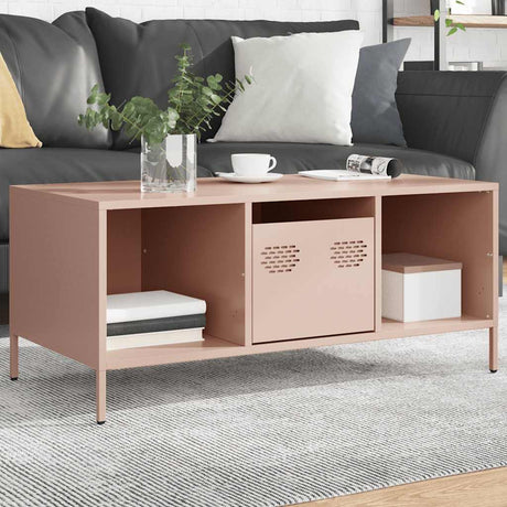 Vidaxl salontafel 101,5x50x43,5 cm koudgewalst staal roze