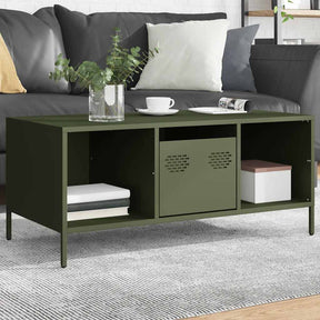 Vidaxl salontafel 101,5x50x43,5 cm koudgewalst staal olijfgroen