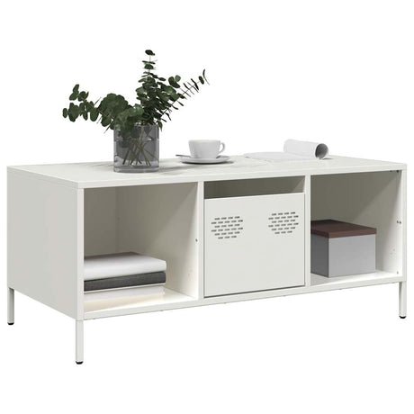 Vidaxl salontafel 101,5x50x43,5 cm koudgewalst staal wit