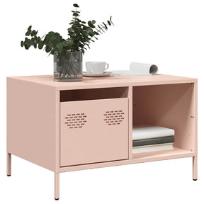 Vidaxl salontafel 68,5x50x43,5 cm koudgewalst staal roze
