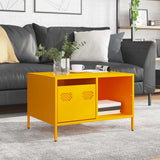 Vidaxl salontafel 68,5x50x43,5 cm koudgewalst staal mosterdgeel