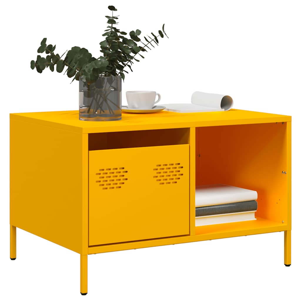 Vidaxl salontafel 68,5x50x43,5 cm koudgewalst staal mosterdgeel