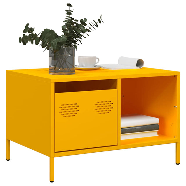 Vidaxl salontafel 68,5x50x43,5 cm koudgewalst staal mosterdgeel