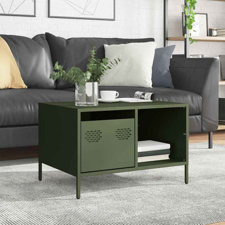 Vidaxl salontafel 68,5x50x43,5 cm koudgewalst staal olijfgroen