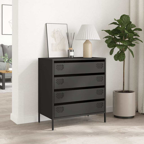 Vidaxl dressoir 68x39x73,5 cm koudgewalst staal zwart