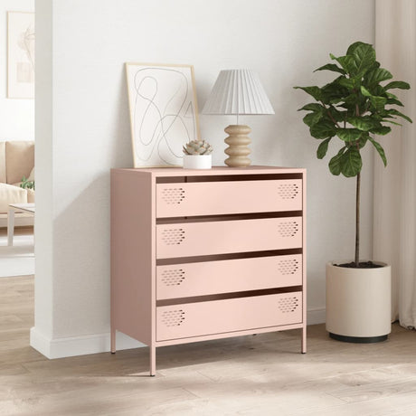 Vidaxl dressoir 68x39x73,5 cm koudgewalst staal roze