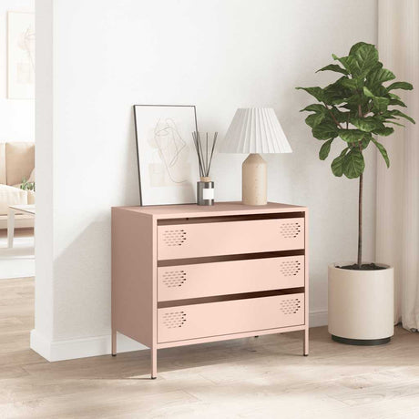 Vidaxl dressoir 68x39x58,5 cm koudgewalst staal roze