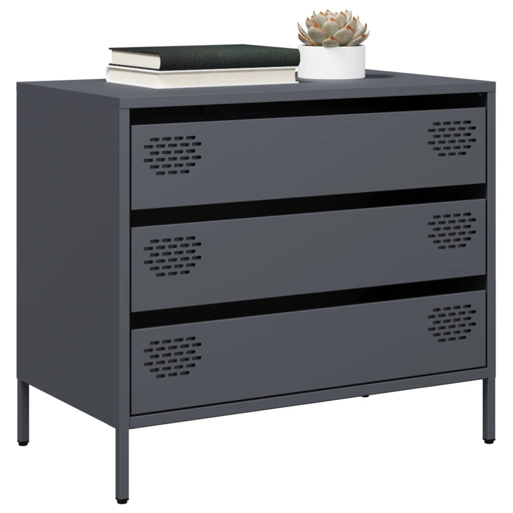 Vidaxl dressoir 68x39x58,5 cm koudgewalst staal antracietkleurig