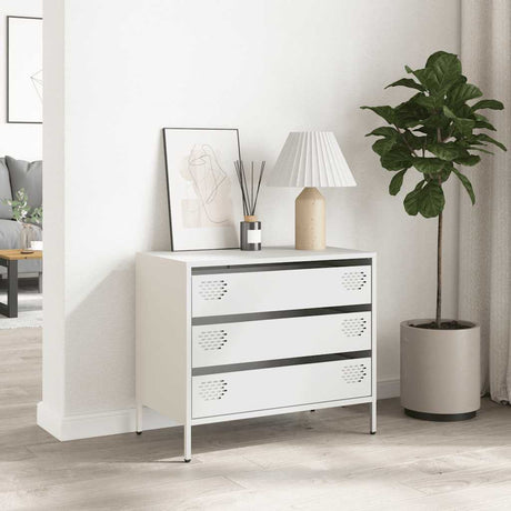 Vidaxl dressoir 68x39x58,5 cm koudgewalst staal wit