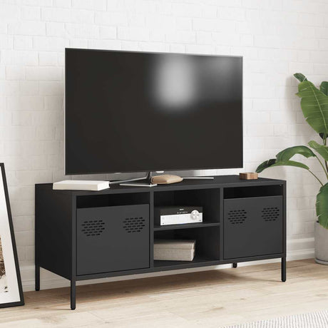 Vidaxl tv-meubel 101,5x39x43,5 cm koudgewalst staal zwart