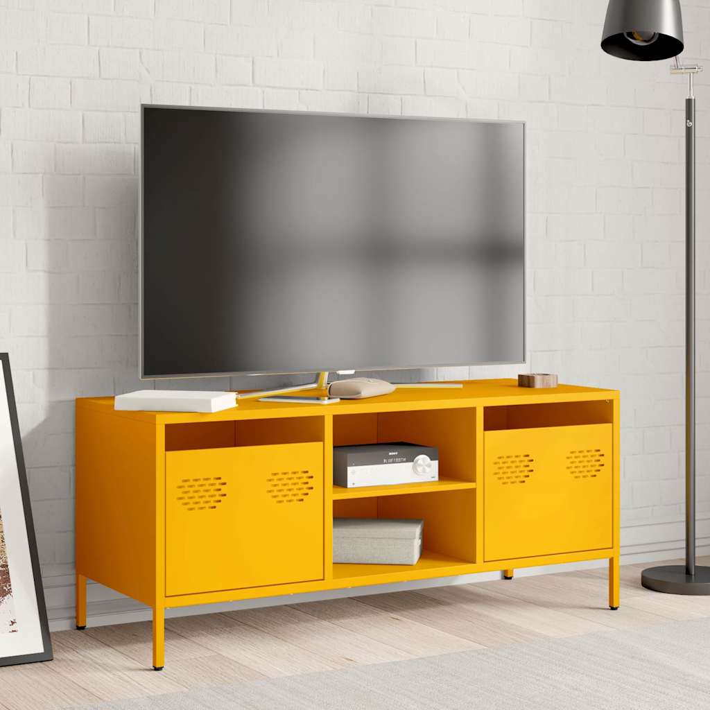 Vidaxl tv-meubel 101,5x39x43,5 cm koudgewalst staal mosterdgeel