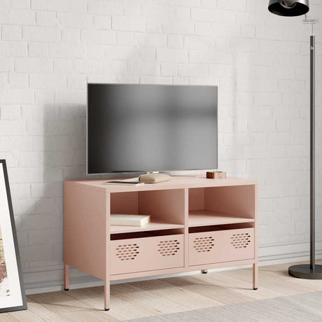 Vidaxl tv-meubel 68x39x43,5 cm koudgewalst staal roze