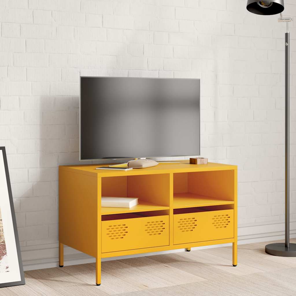 Vidaxl tv-meubel 68x39x43,5 cm koudgewalst staal mosterdgeel