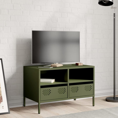 Vidaxl tv-meubel 68x39x43,5 cm koudgewalst staal olijfgroen