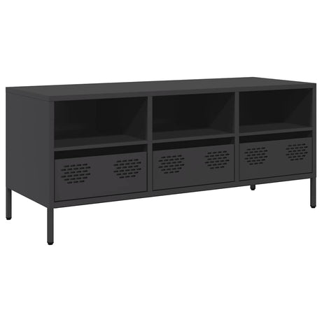 Vidaxl tv-meubel 101,5x39x43,5 cm koudgewalst staal zwart