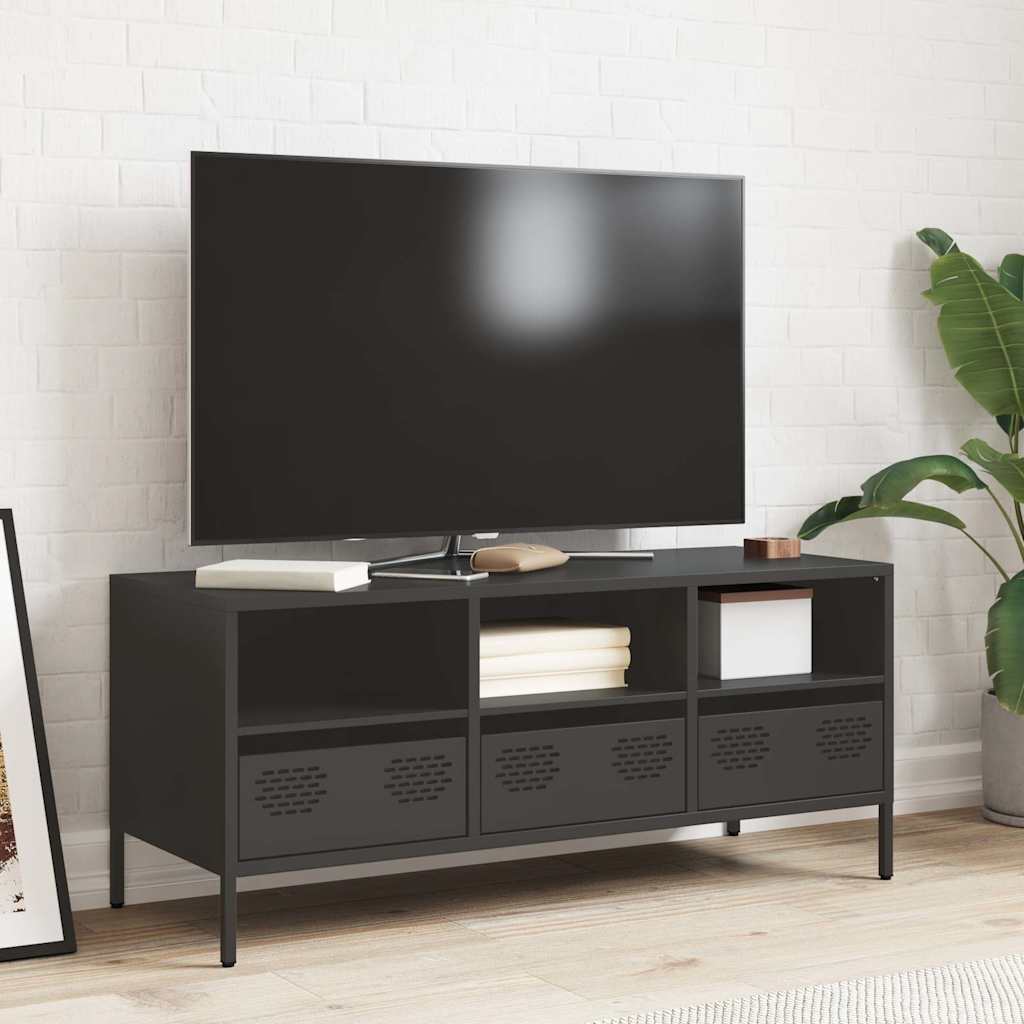 Vidaxl tv-meubel 101,5x39x43,5 cm koudgewalst staal zwart