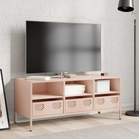 Vidaxl tv-meubel 101,5x39x43,5 cm koudgewalst staal roze