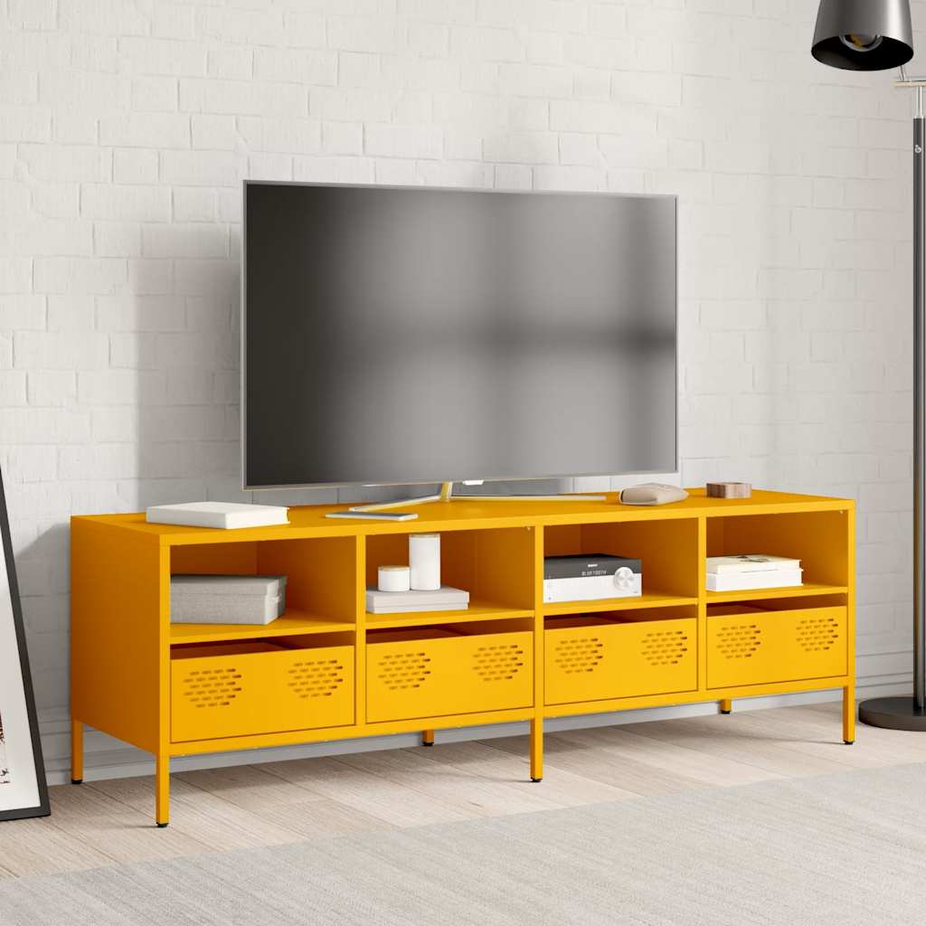 Vidaxl tv-meubel 135x39x43,5 cm koudgewalst staal mosterdgeel