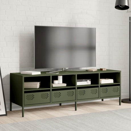 Vidaxl tv-meubel 135x39x43,5 cm koudgewalst staal olijfgroen