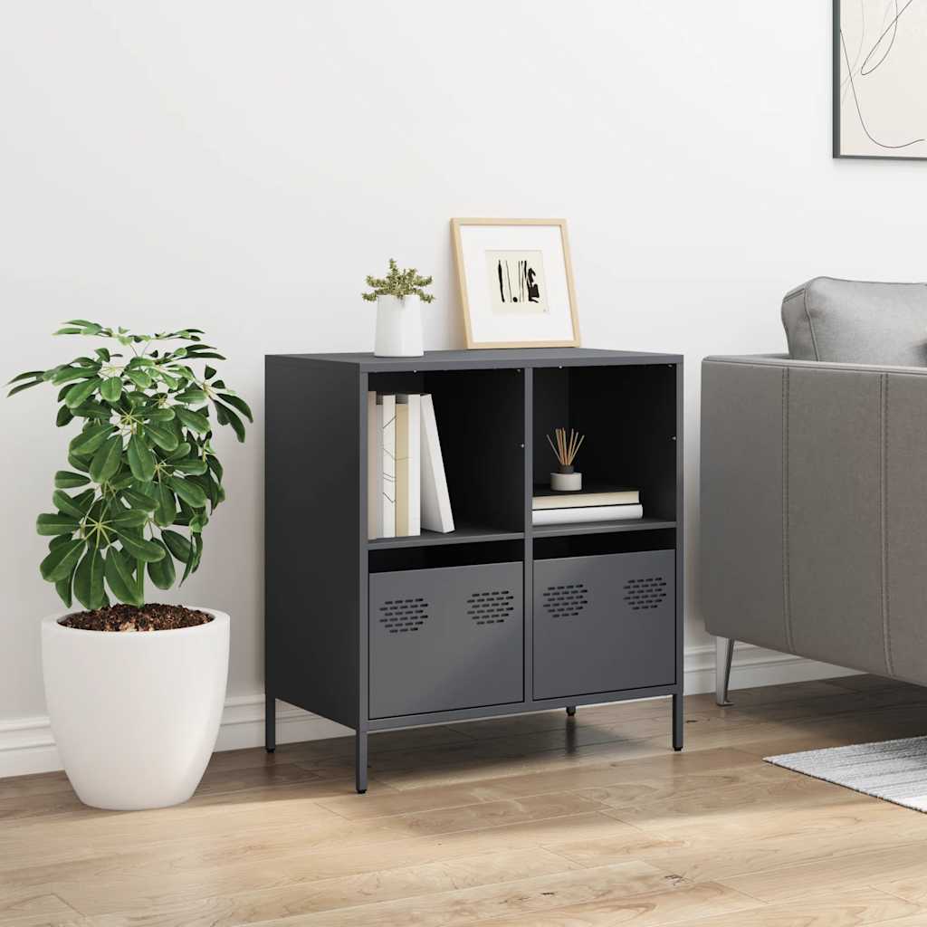 Vidaxl dressoir 68x39x73,5 cm koudgewalst staal antracietkleurig