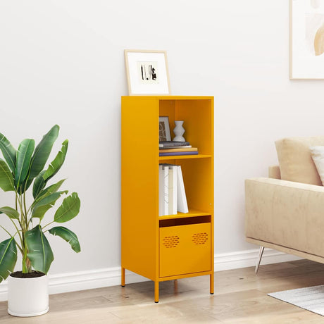 Vidaxl hoge kast 35x39x103,5 cm staal mosterdgeel