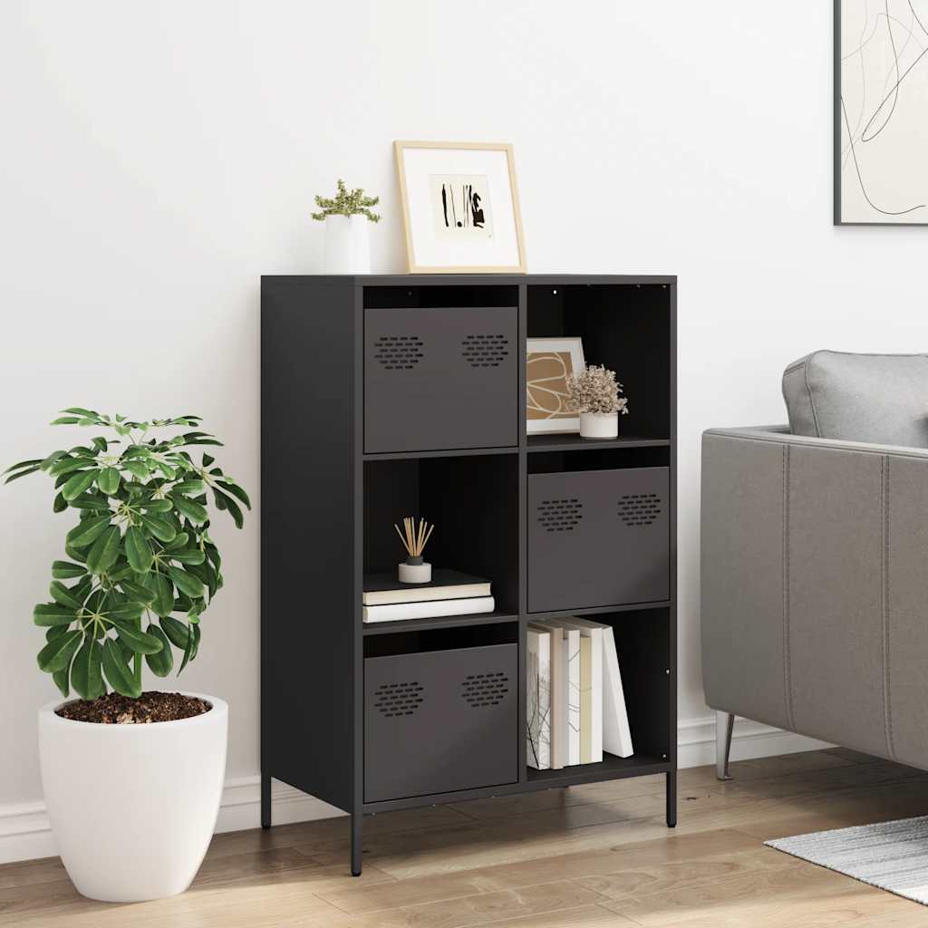 Vidaxl hoge kast 68x39x103,5 cm staal zwart